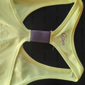 Aeropostale Neon Yellow Racerback Tank Top with Gray Strap Detail